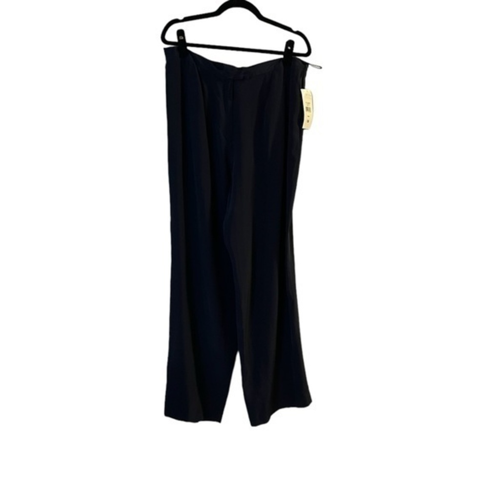 NWT Norton McNaughton“Haiku” 100% Silk Navy Blue Flat Front Straight Leg Pants